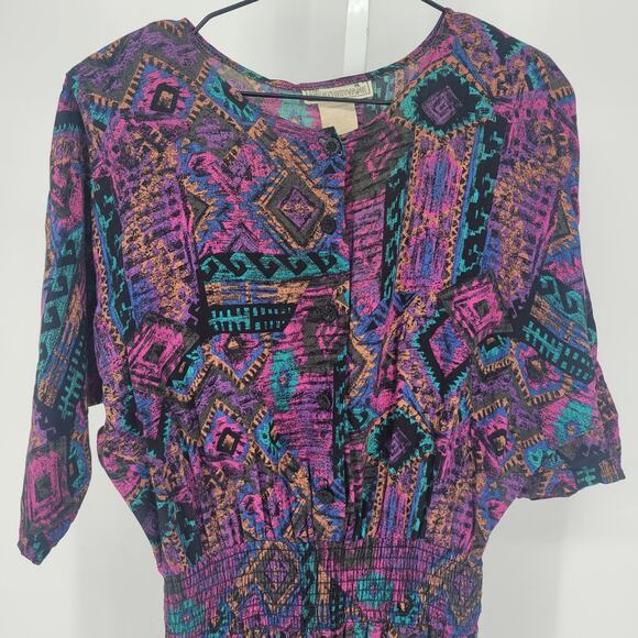 Classic Vintage 1980s The Weathervane Womens Sz M Jumpsuit Retro Print - Picture 2 of 4